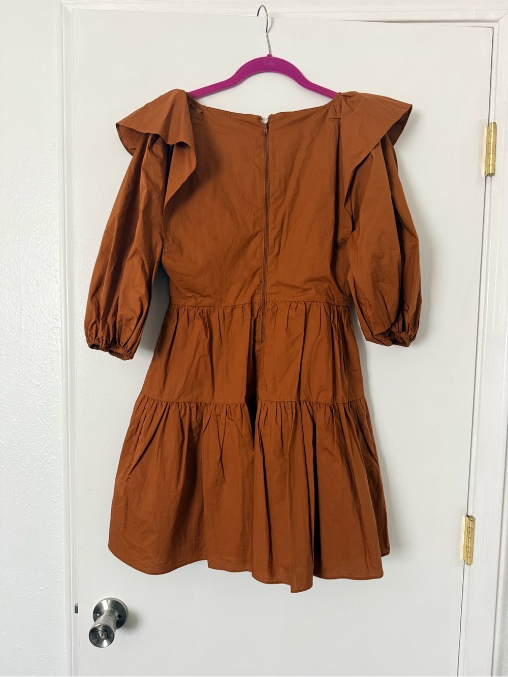 ASTR Rust Ruffle V-Neck Tiered Mini Dress - Picture 4 of 4
